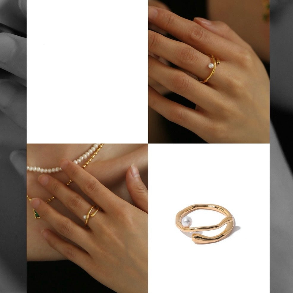 Simple Line Pearl Ring