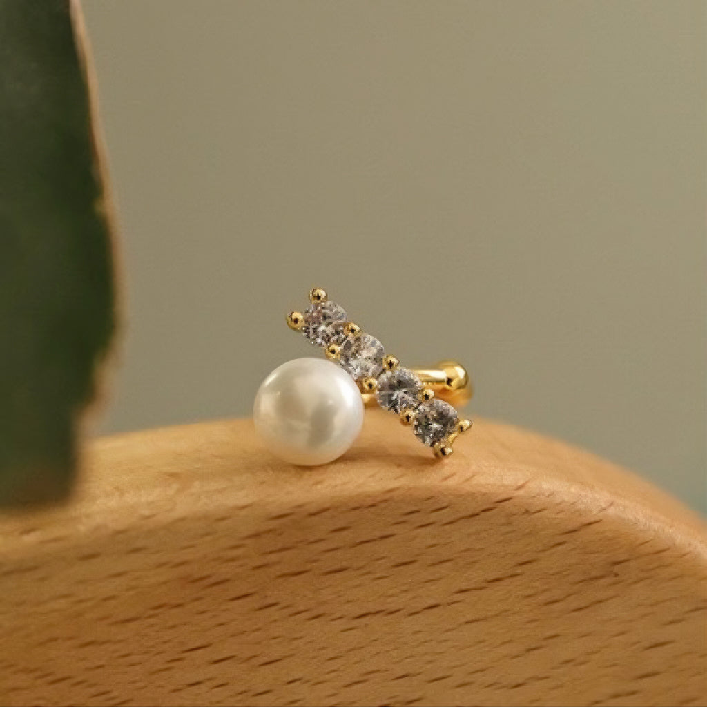 Zircon and Pearl Ear Cuff