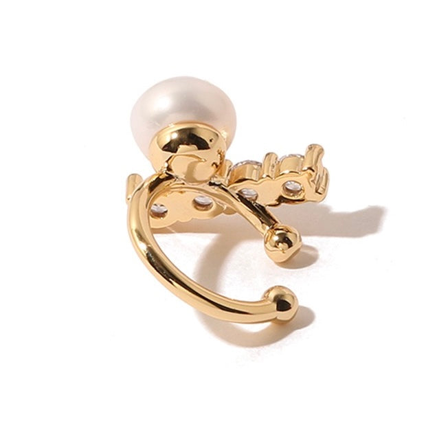 Zircon and Pearl Ear Cuff