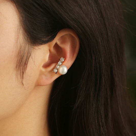 Zircon and Pearl Ear Cuff