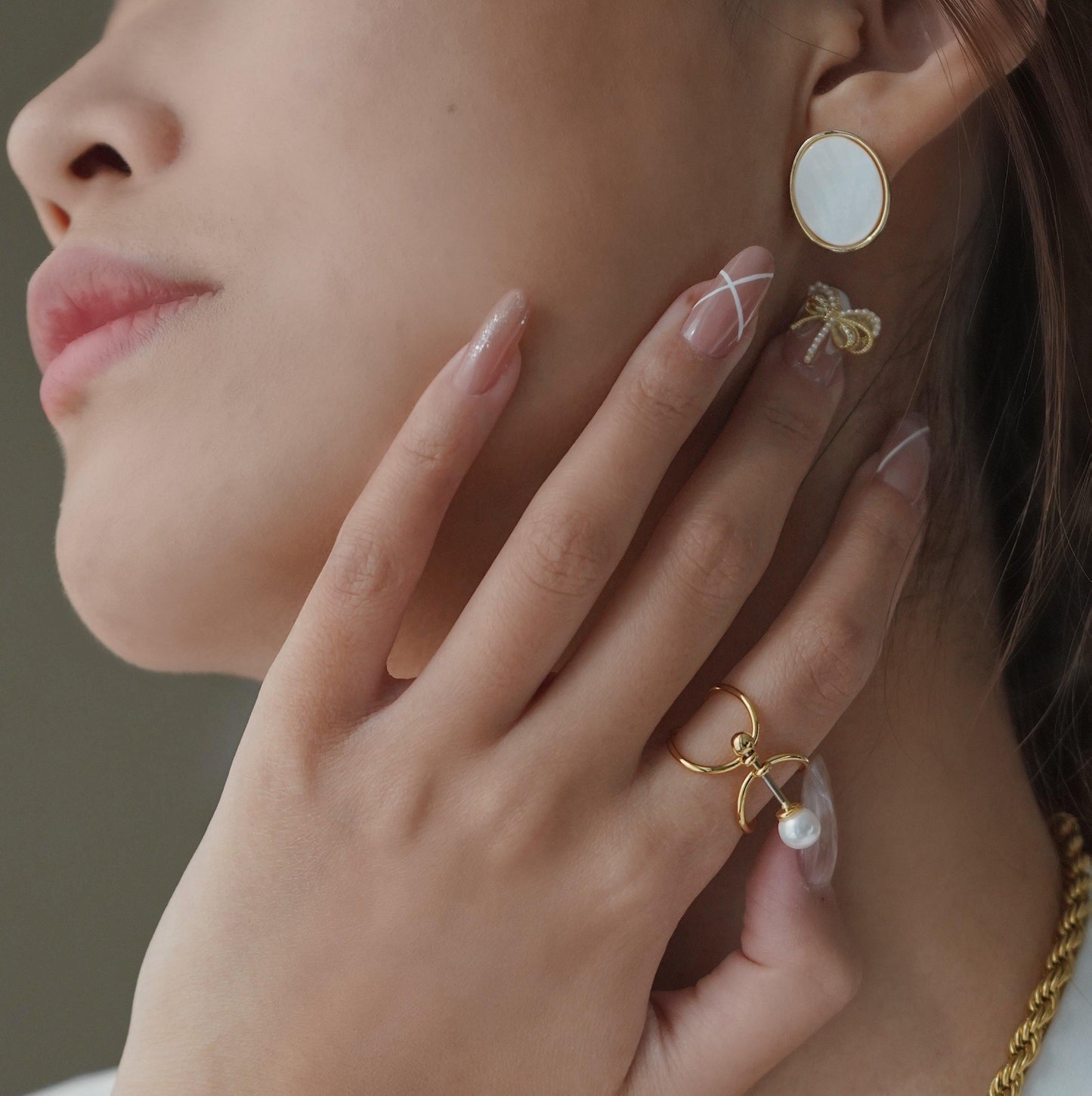 Line Design Pearl Open Ring - Modingo Modingo