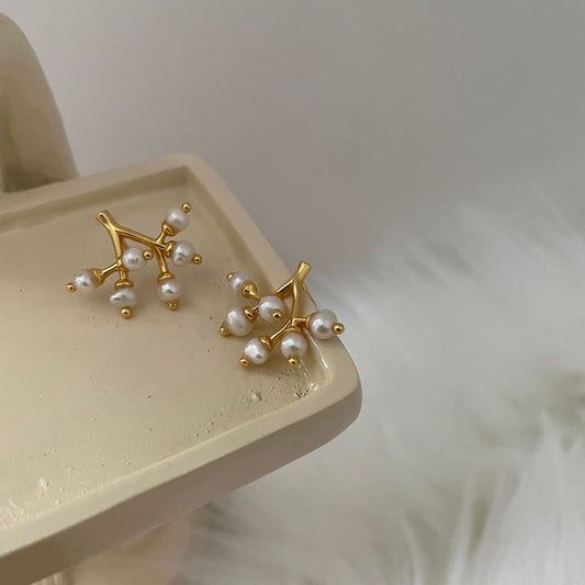 Pearl Gold Branches Earrings - Modingo Modingo