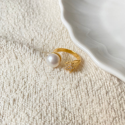 Pearl with Star Open Ring - Modingo Modingo