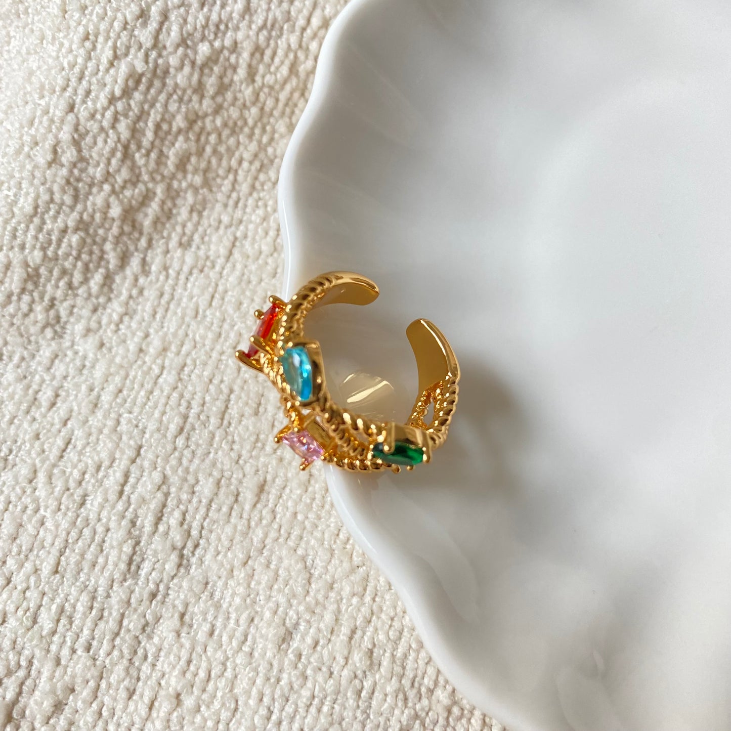Colorful Zircon Twisted Open Ring - Modingo Modingo
