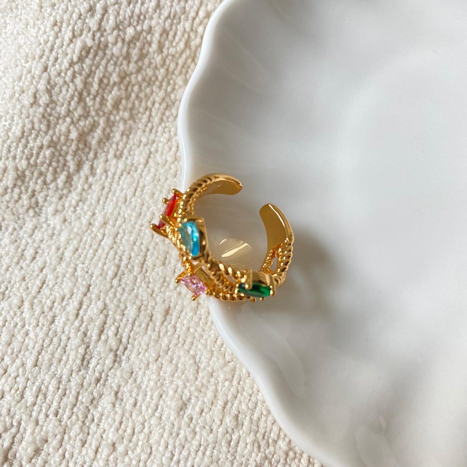 Colorful Zircon Twisted Open Ring - Modingo Modingo