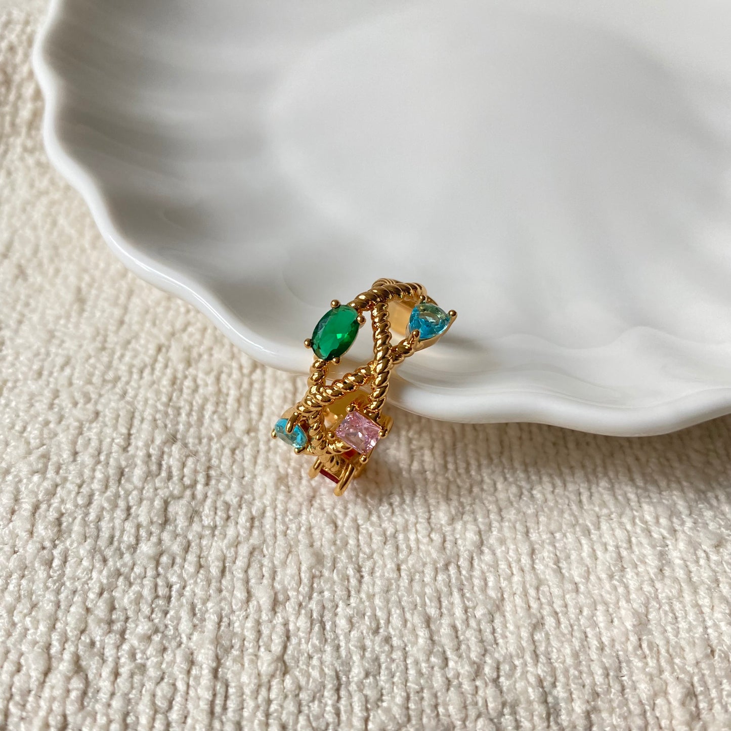 Colorful Zircon Twisted Open Ring - Modingo Modingo