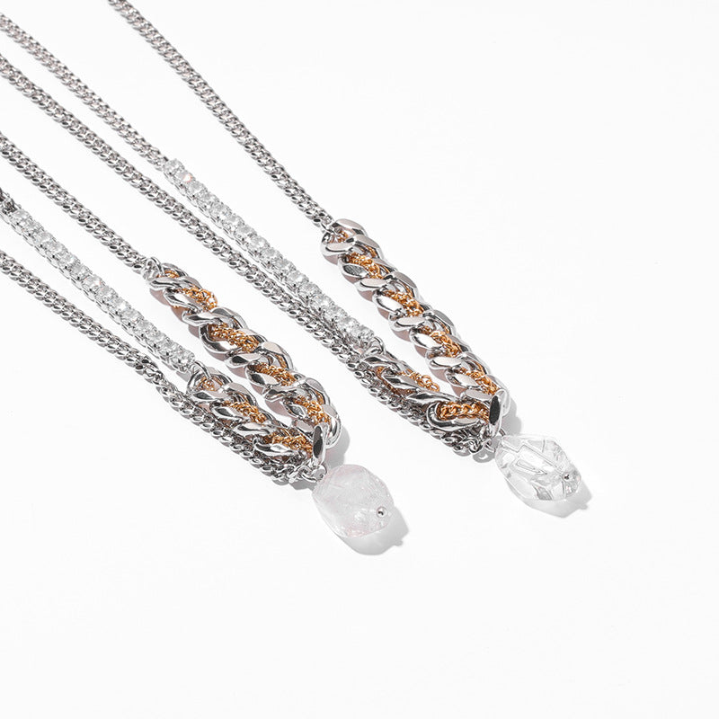 Natural Stone Gold and Silver Double Chain - Modingo Modingo