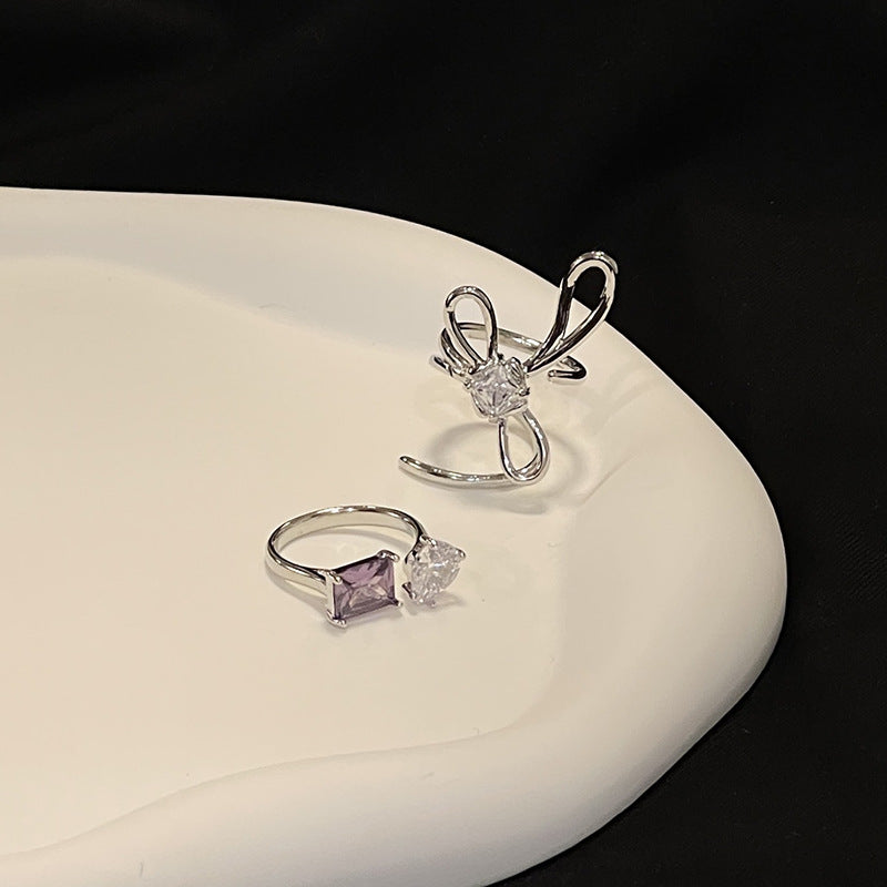 Shiny Zircon Silver Ring Set - Modingo Modingo