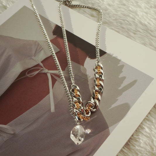 Natural Stone Gold and Silver Double Chain - Modingo Modingo