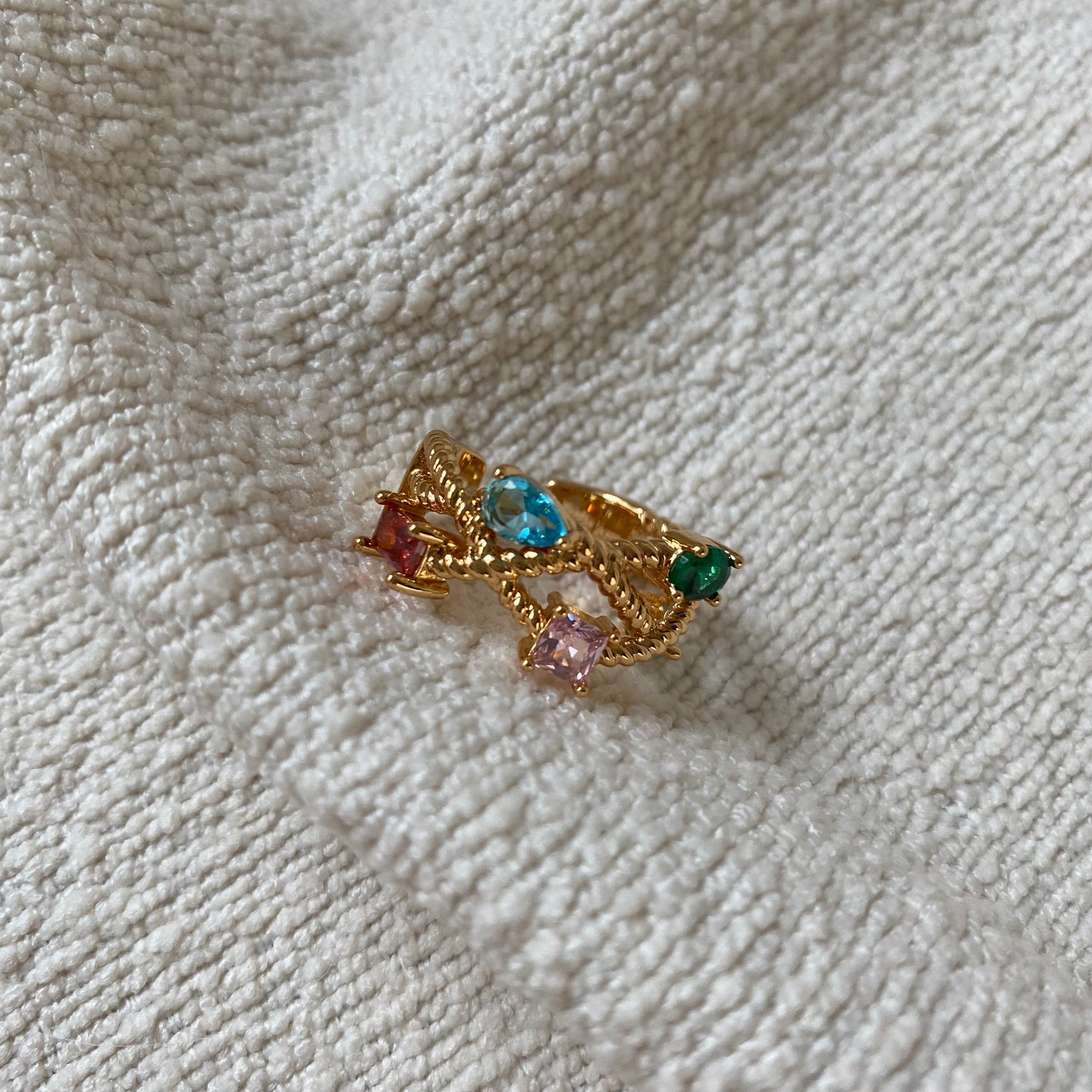 Colorful Zircon Twisted Open Ring - Modingo Modingo