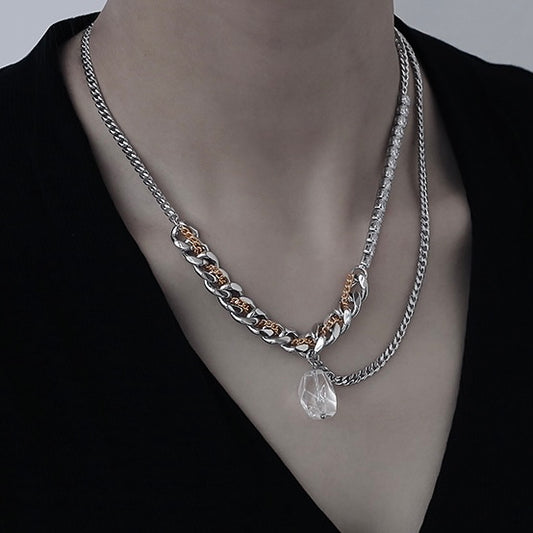 Natural Stone Gold and Silver Double Chain - Modingo Modingo