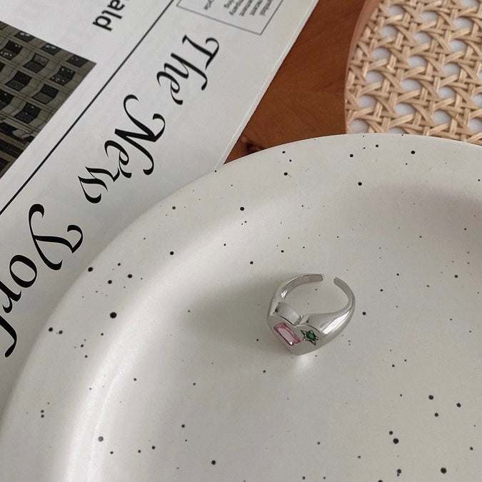 Heart With Pink Zircon Open Ring - Modingo Modingo