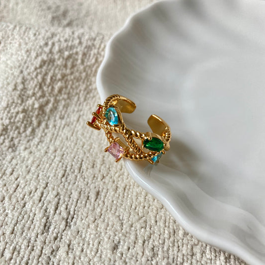 Colorful Zircon Twisted Open Ring - Modingo Modingo