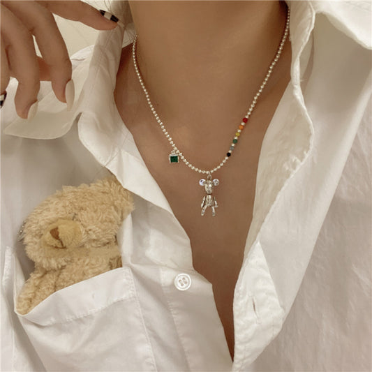Silver Bear With Colorful Beads - Modingo Modingo
