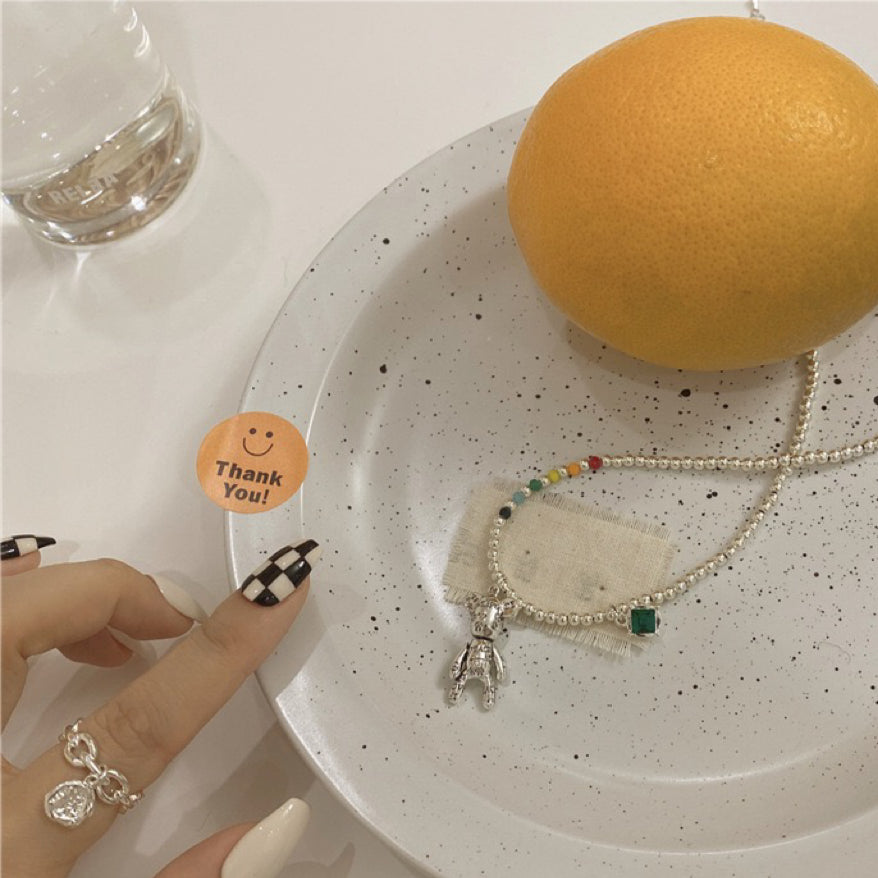 Silver Bear With Colorful Beads - Modingo Modingo