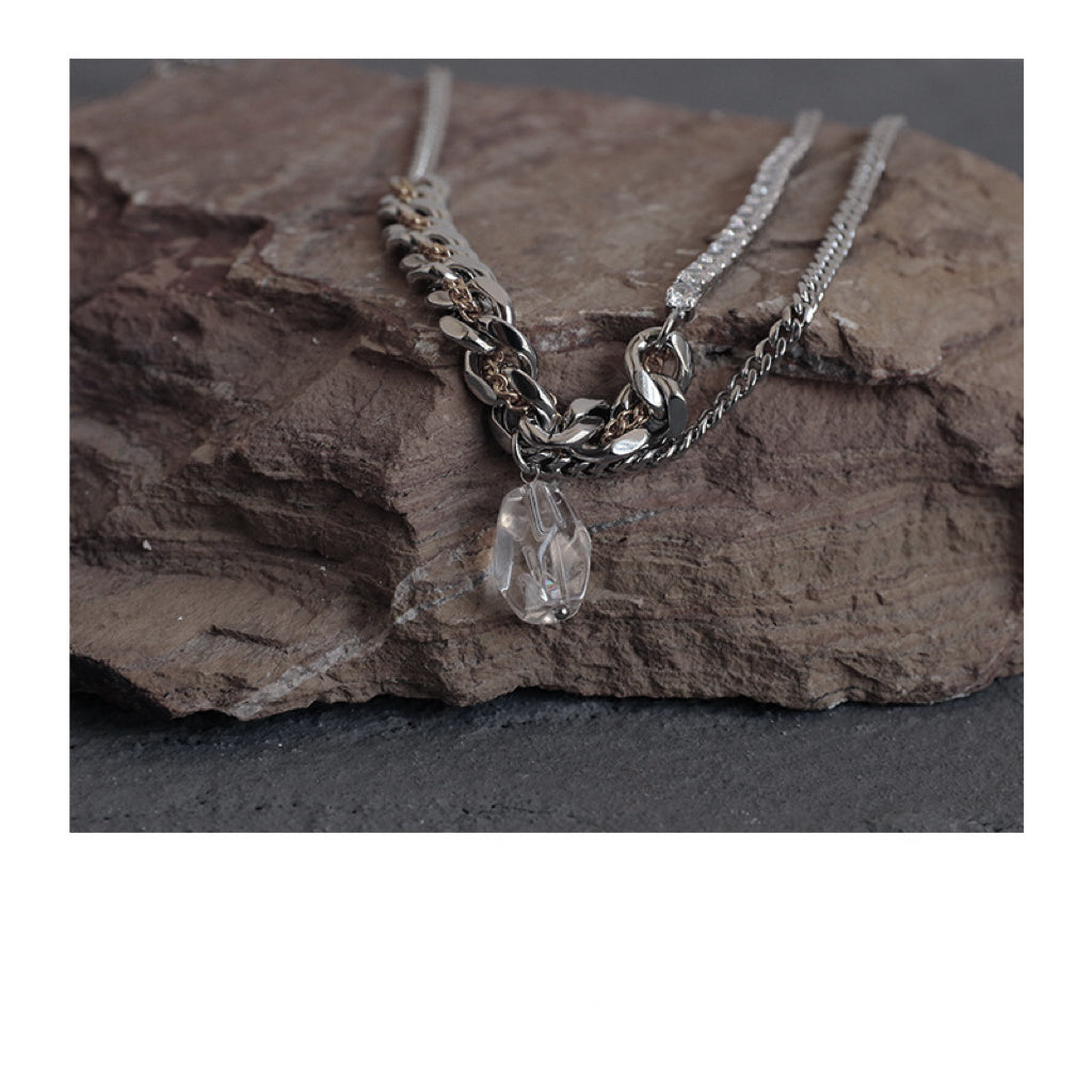 Natural Stone Gold and Silver Double Chain - Modingo Modingo