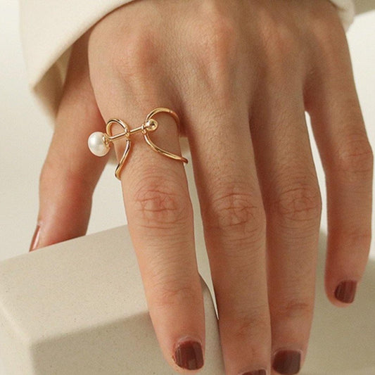 Line Design Pearl Open Ring - Modingo Modingo