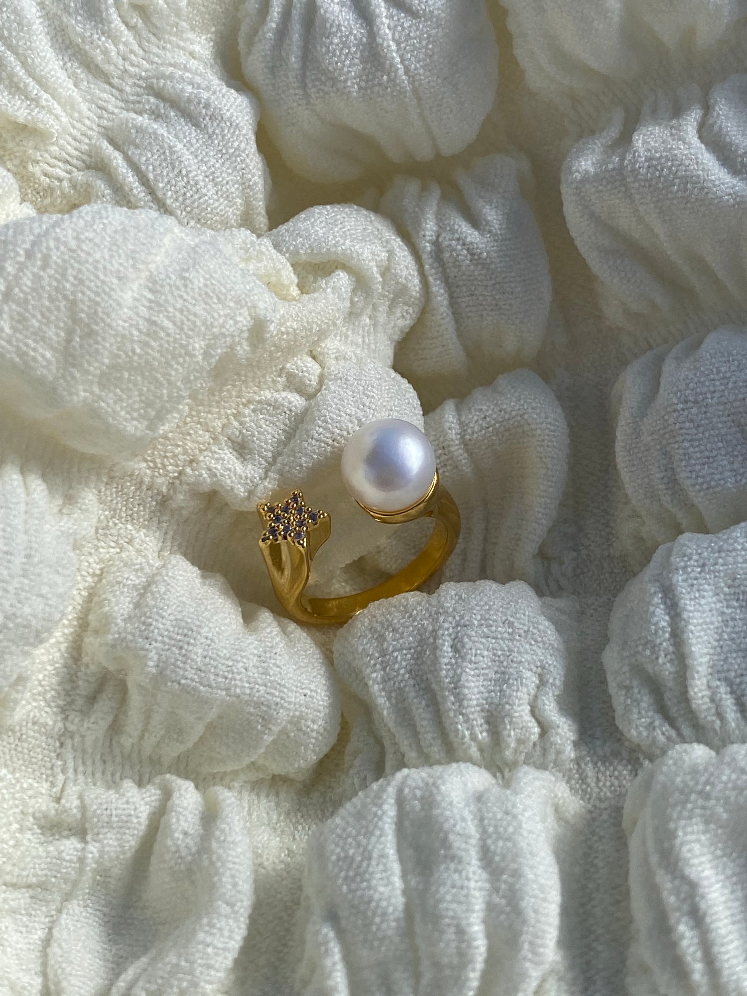 Pearl with Star Open Ring - Modingo Modingo