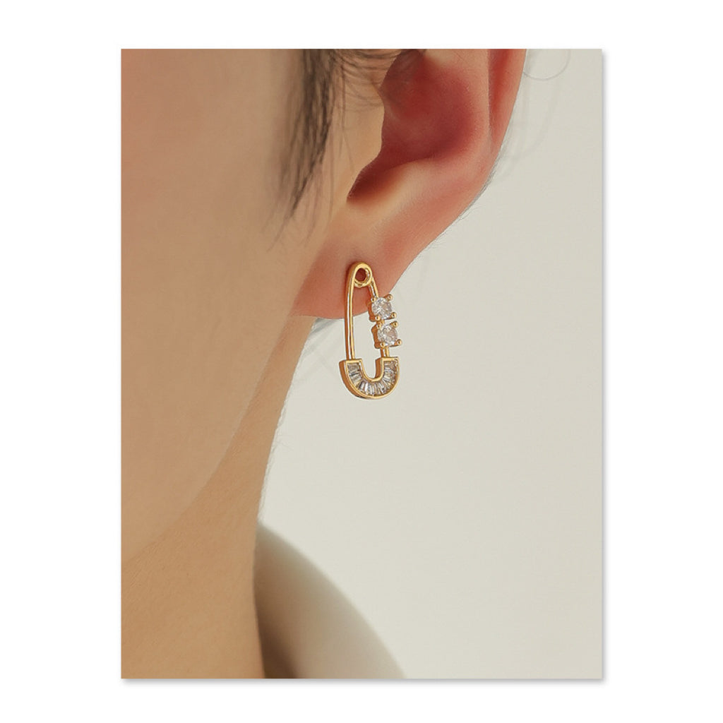 Pin Sparkling Zircon Gold Earrings - Modingo Modingo