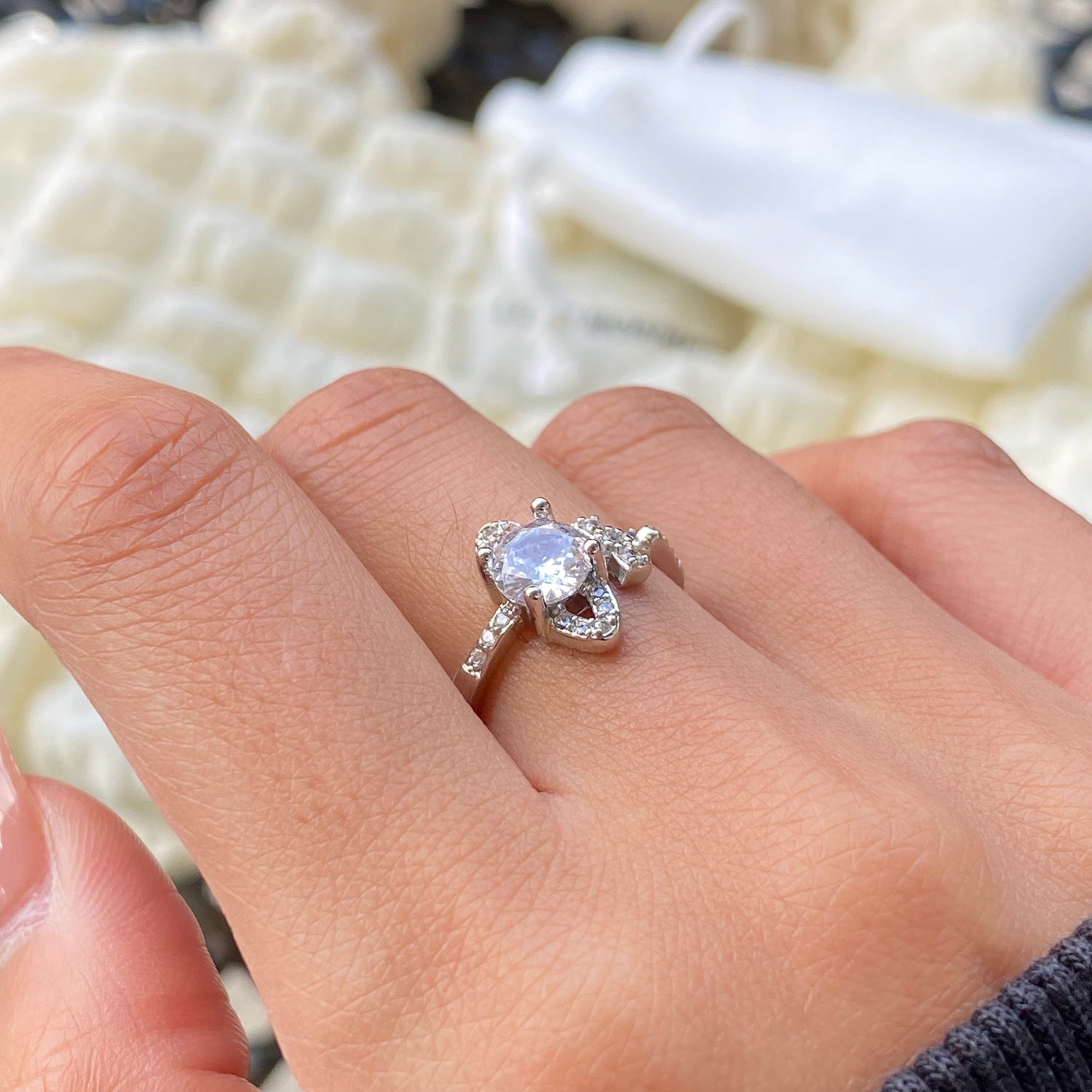 Shiny Zircon Silver Open Ring - Modingo Modingo