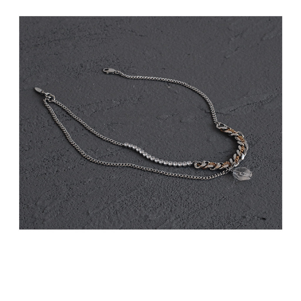 Natural Stone Gold and Silver Double Chain - Modingo Modingo