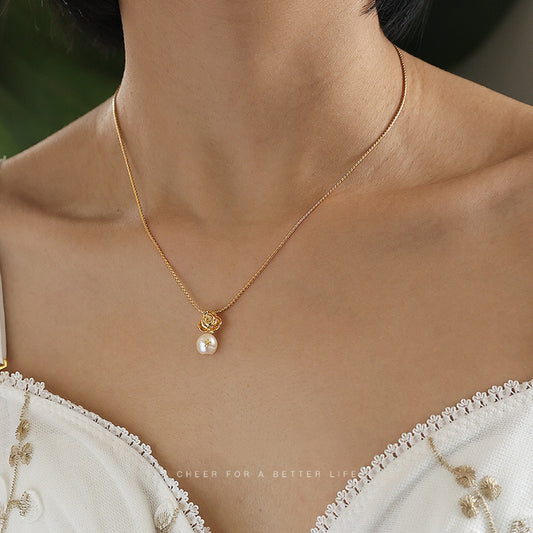 Baroque Pearl with Rose Necklace - Modingo Modingo