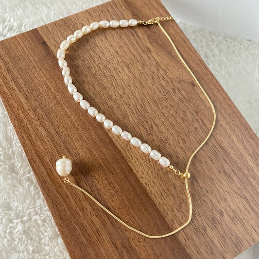 Mia Gold Pearl Long Necklace - Modingo Modingo
