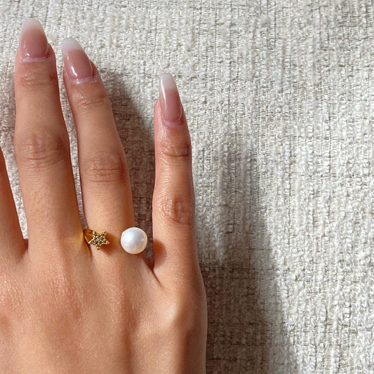 Pearl with Star Open Ring - Modingo Modingo