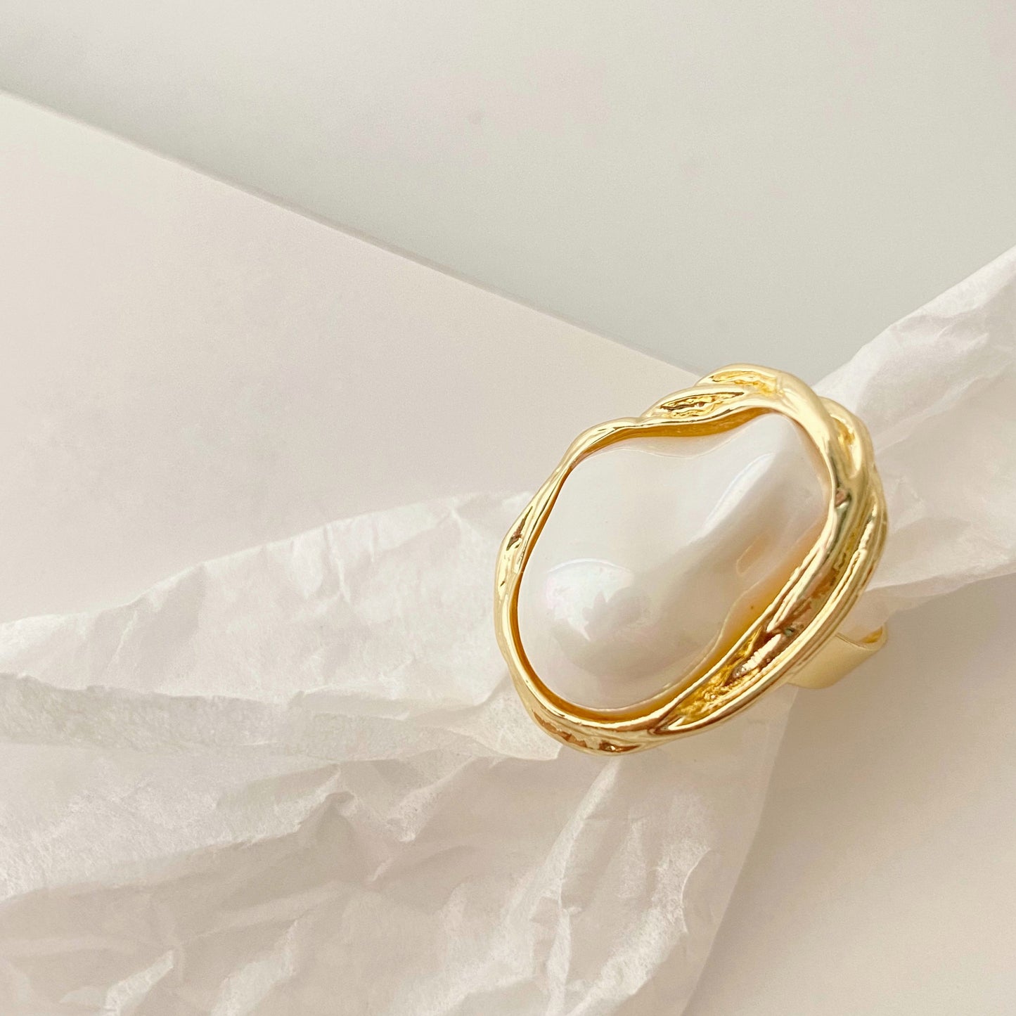 Large Irregular Baroque Pearl Open Ring - Modingo Modingo