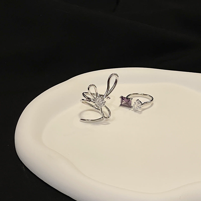 Shiny Zircon Silver Ring Set - Modingo Modingo