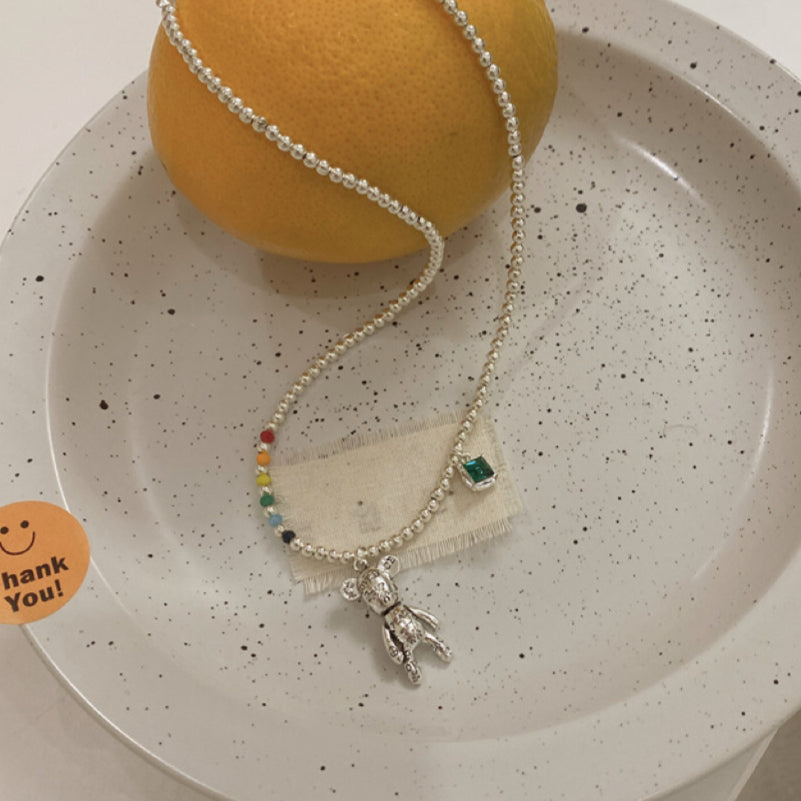 Silver Bear With Colorful Beads - Modingo Modingo